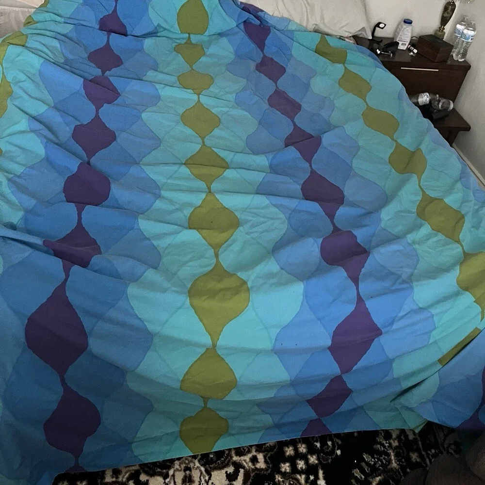 VTG Cannon Royal Family King Sheet Set Wavy Gravy Mod Blue Purple Psychedelic